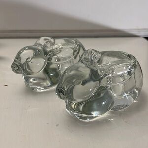Indiana Glass Heavy Bunny Rabbit Crystal Votive Candleholders